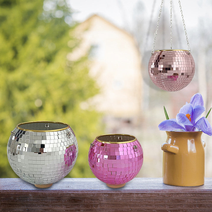 Cross-border Disco Ball Planter Hanging Mirror Spherical Plastic Flowerpot 303cf05d 0b1f 4bb6 a038 18713d35e569