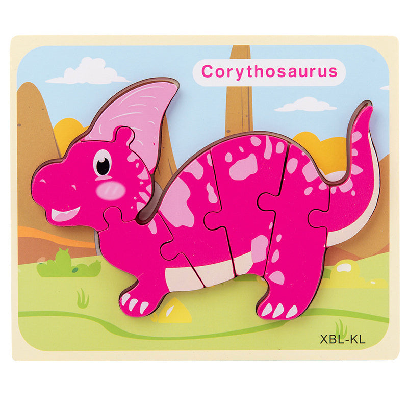 Baby Wooden Cartoon Dinosaur 3D Puzzle Jigsaw for Kids Montessori Early Learning Educational Puzzle Toys 305865590853