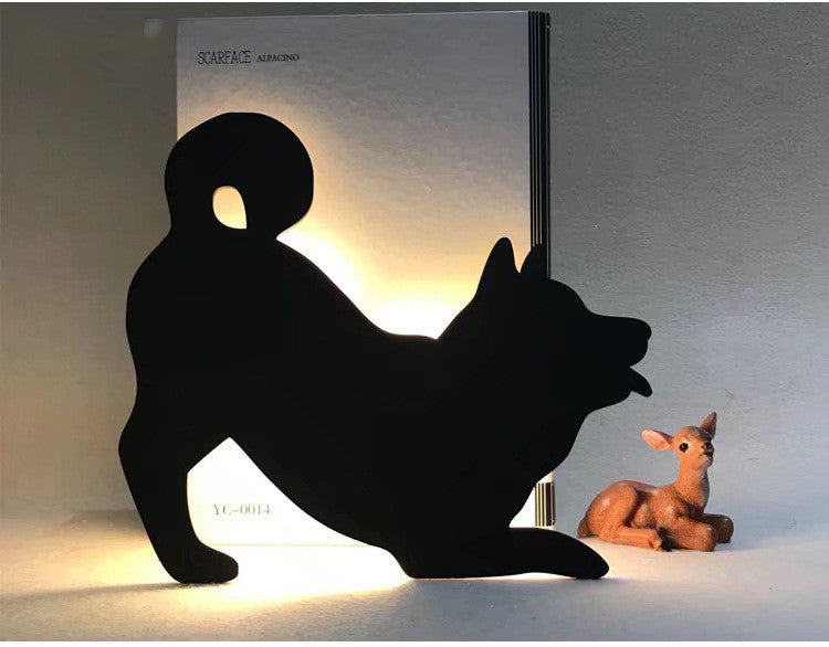 LED Animal Dog Cat Night Light Kitten Smart Sound Sensor Control Wall Lamp Home Corridor Balcony Night Lamp Baby Kids Sleep L
