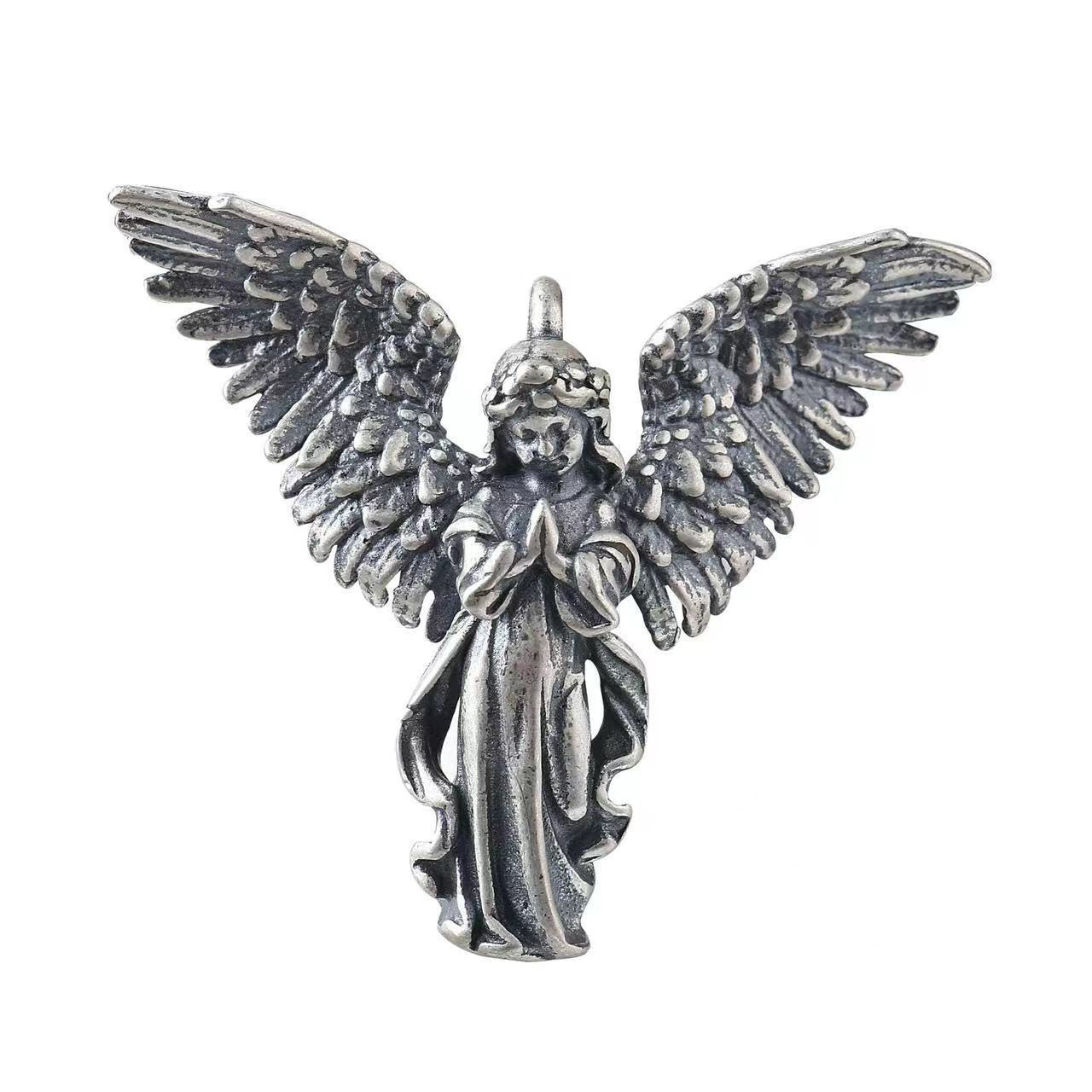 925 Sterling Silver Distressed Little Angel Necklace Cupid Pendant Men Vintage Jewelry - HD Wireless Product #8