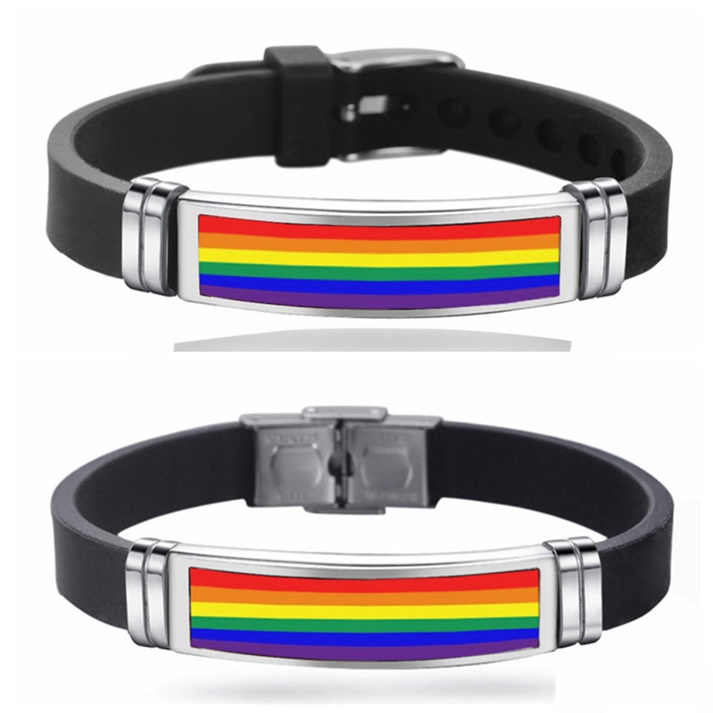 Gay Pride Charm Bracelet Buckle Bracelet Rainbow 3114957602787