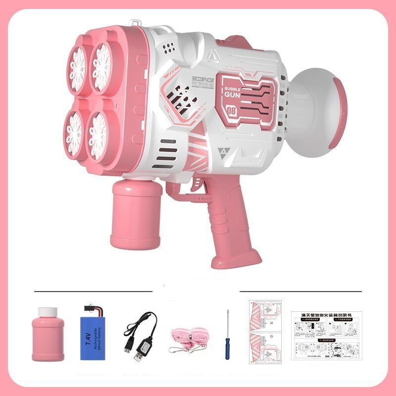 Bubble Gun Rocket Soap Bubble Machine Electric Space Launcher Continues To Produce Bubbles With LED Light 312ed218 b982 49aa