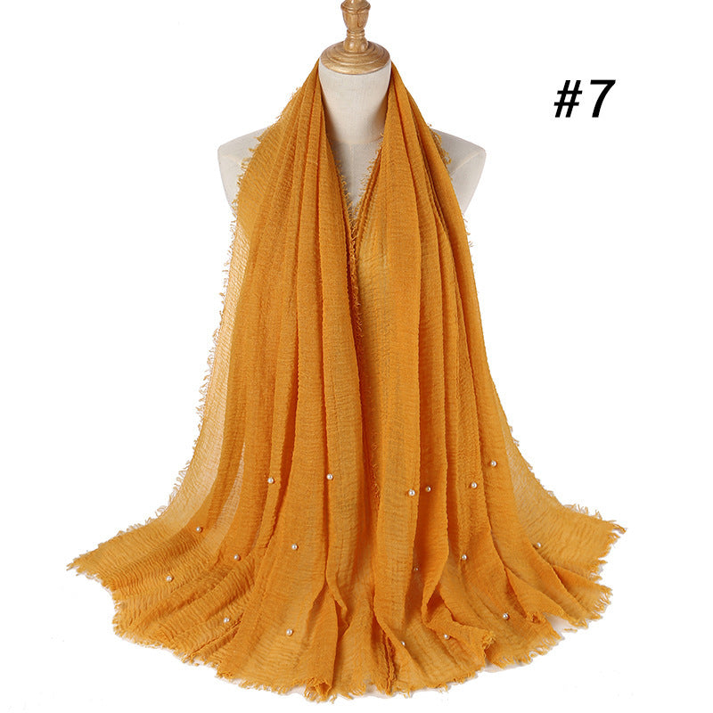 Cotton and linen crumpled monochrome scarf 3137929324785