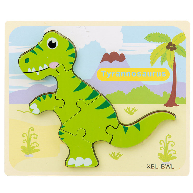 Baby Wooden Cartoon Dinosaur 3D Puzzle Jigsaw for Kids Montessori Early Learning Educational Puzzle Toys 316424709763
