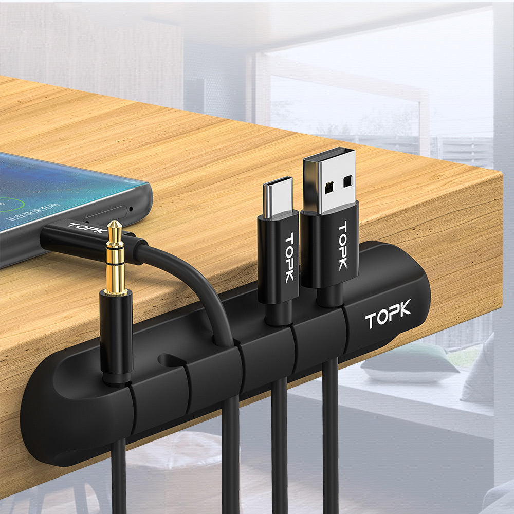 Silicone USB Cable Winder Desktop Cable Organizer Management Multipurpose Clips Cables Protector For Wired Headphones - 图片 1