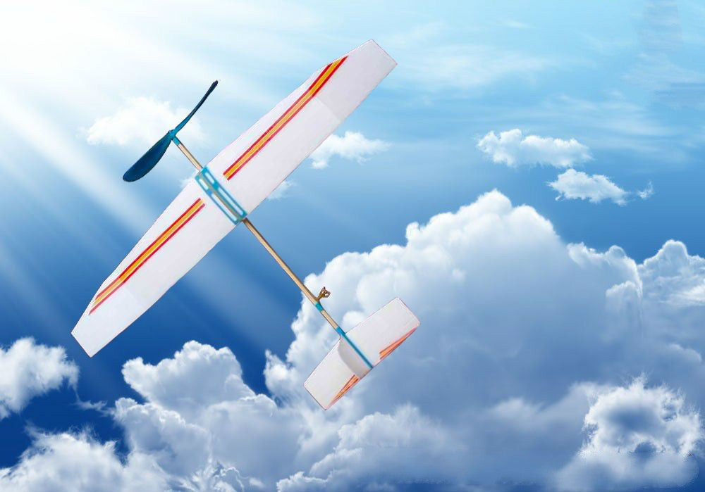 Double - wing rubber - powered aircraft 3242699019348