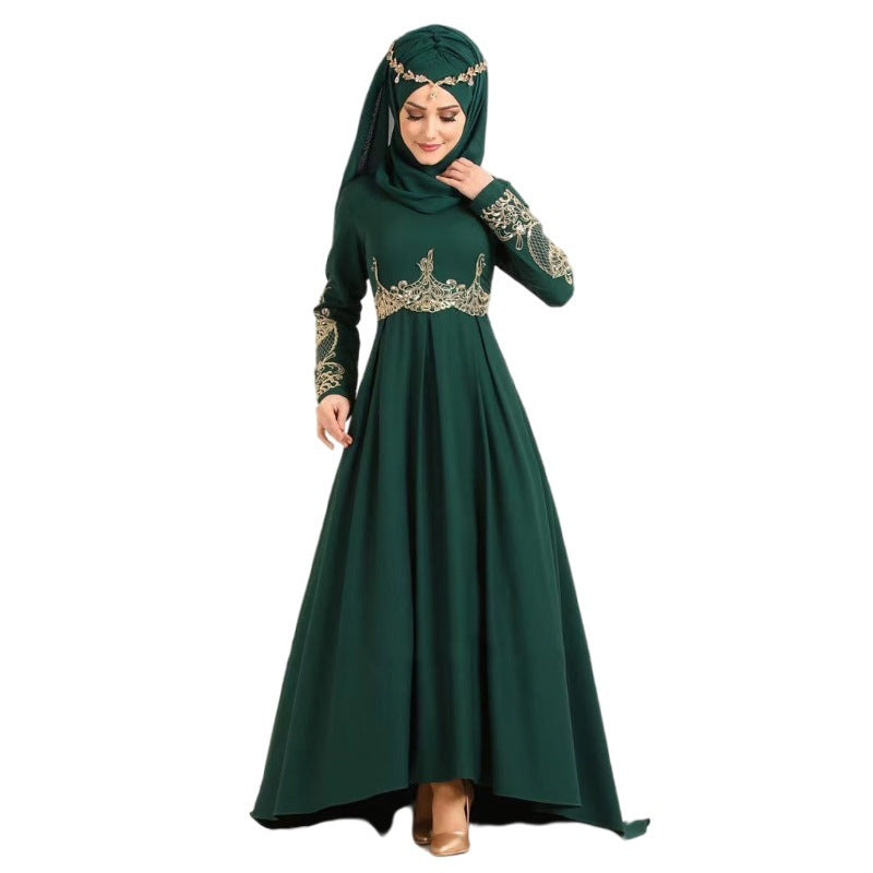 Muslim Embroidered High Waist Ethnic Elegant Graceful Slim Dress 324ee4a1 c19a 46ff b430 65c91e38e64a