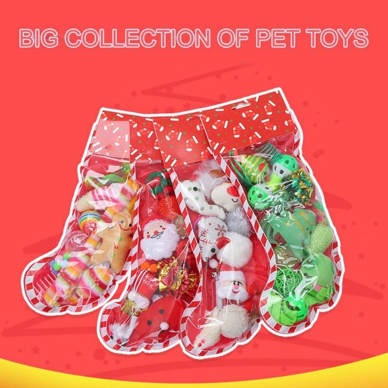 Christmas stocking bells plush mouse funny cat stick pet cat toy 3302179775434