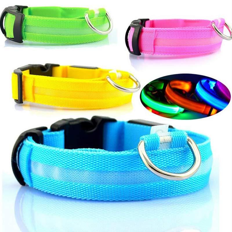 Nylon LED Pet Dog Luminous Collar Night Safety Flashing Glow in Dark Dog Cat Leash Adjustable Pet Supplies 3307633736983