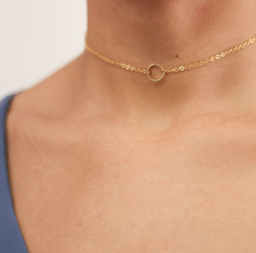 Chain metal ring short necklace 3342760594308