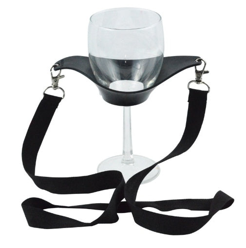 Portable Black Wine Glass Holder Strap Wine Sling Yoke Glass 33765903351