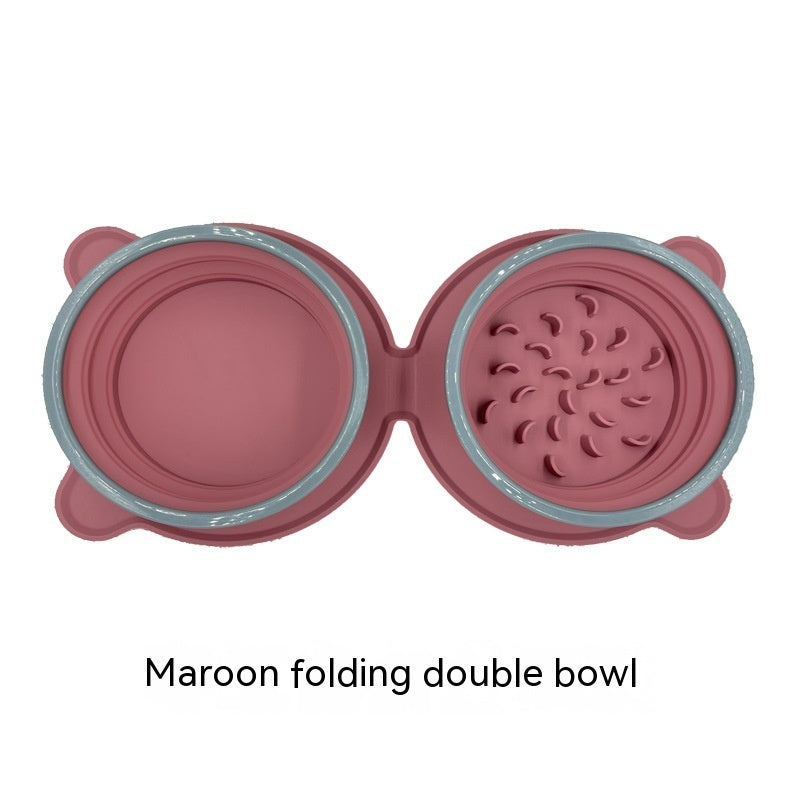 Portable Silicone Double Dog Food Bowls Foldable Non-Slip Cat Bowl Pet Travel Anti-Choking Feeding Bowl Outdoor 33860ef0 4ba5