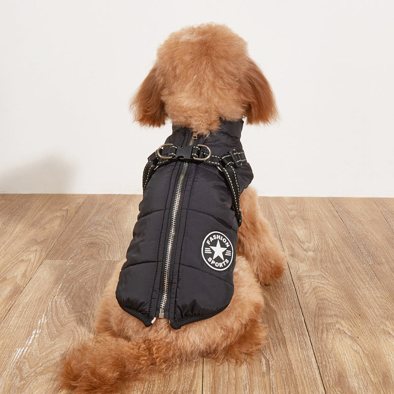 Pet Warm Dog Cotton-padded Clothes Fleece-lined Thickened Reflective Gallus 34913298 d025 4f7f 96d7 d1ede853435a