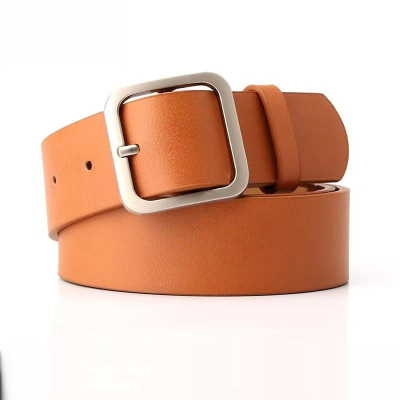 35cm Wide New Retro Alloy Square Buckle Belt - HD Wireless Product #2