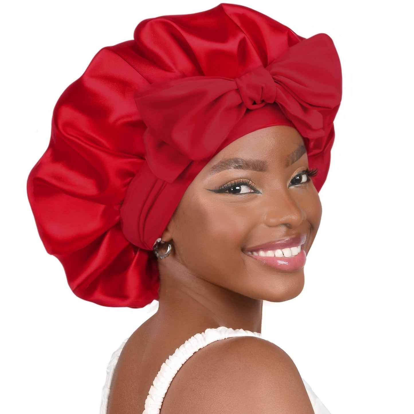 Double-layer Ribbon Round Cap Bow Hair Care Wide-brimmed Hat 34e31e8c 1c92 4bba 8cac c3c47fe8d2aa