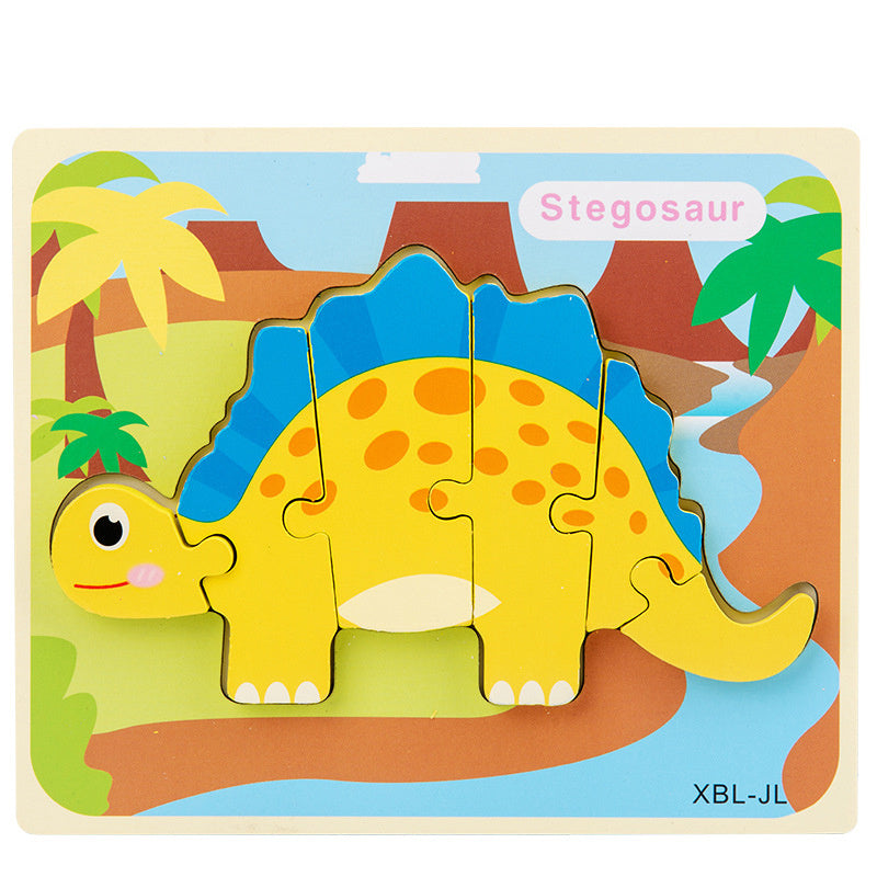Baby Wooden Cartoon Dinosaur 3D Puzzle Jigsaw for Kids Montessori Early Learning Educational Puzzle Toys 35275912055290
