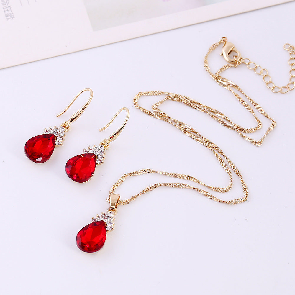 Womens Diamond Crystal Necklace Earrings Crystal Necklace Earrings Set 3581665982850