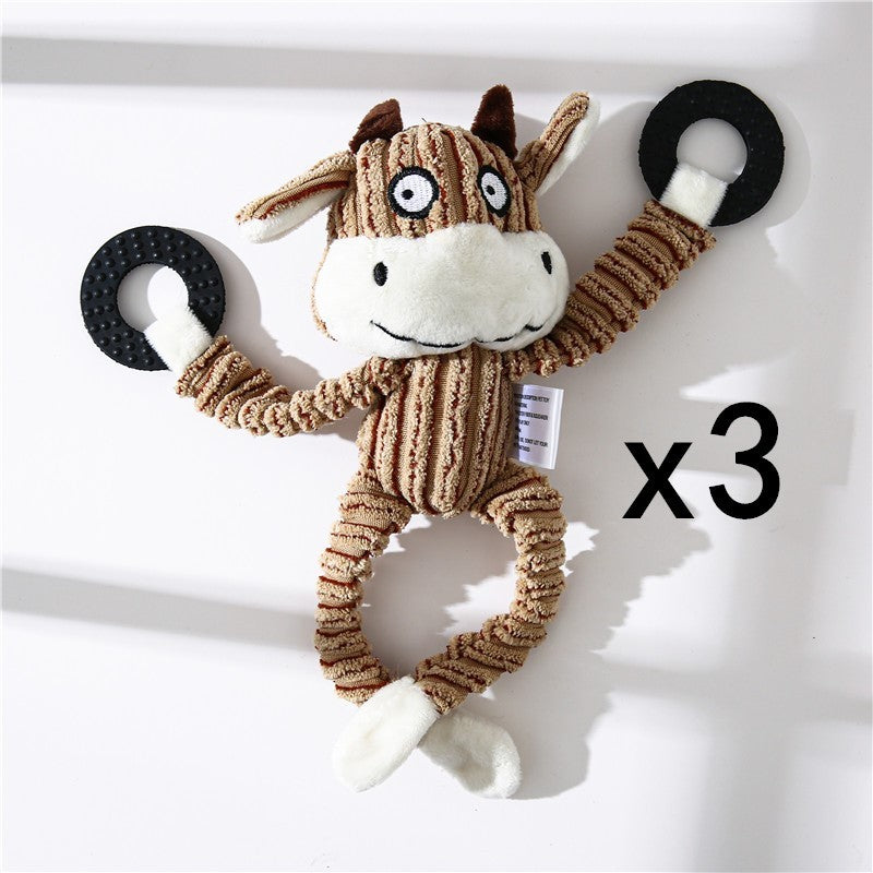 Pet Toy Donkey Shape Corduroy Chew Toy For Dogs Puppy Squeaker Squeaky Plush Bone Molar Dog Toy Pet Training Dog 3586aad8 44d
