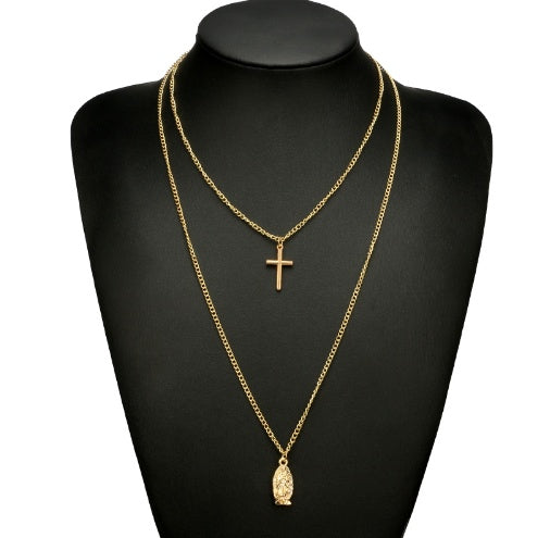 Fashion simple gold-plated Madonna cross necklace 3594188368182