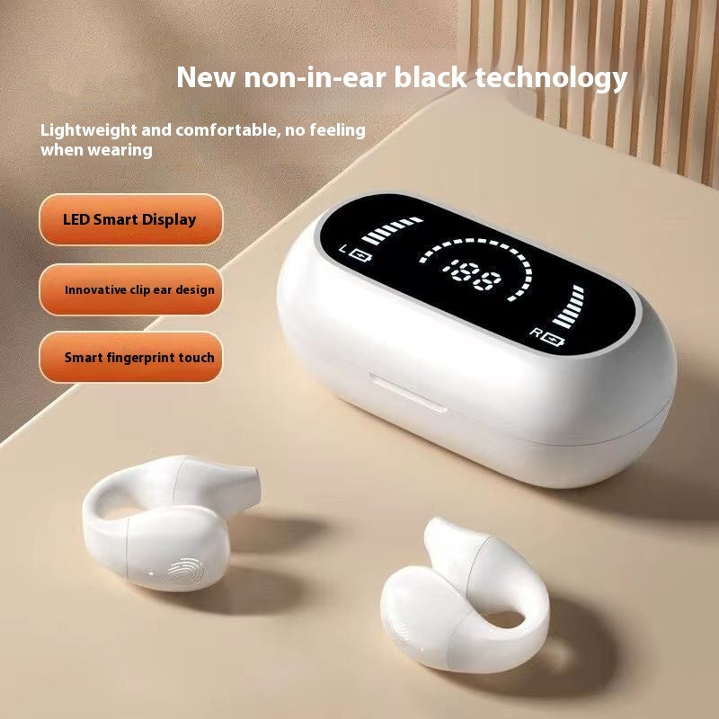 Ear Clip Bone Conduction Headphone Bluetooth-compatible 5.2 HIFI Wireless Earphone Touch Handsfree Sports Noise Cancelling He
