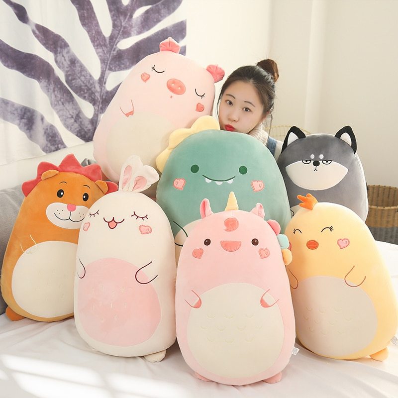 Cartoon cute animal dinosaur pig husky plush pillow cushion 383084616915