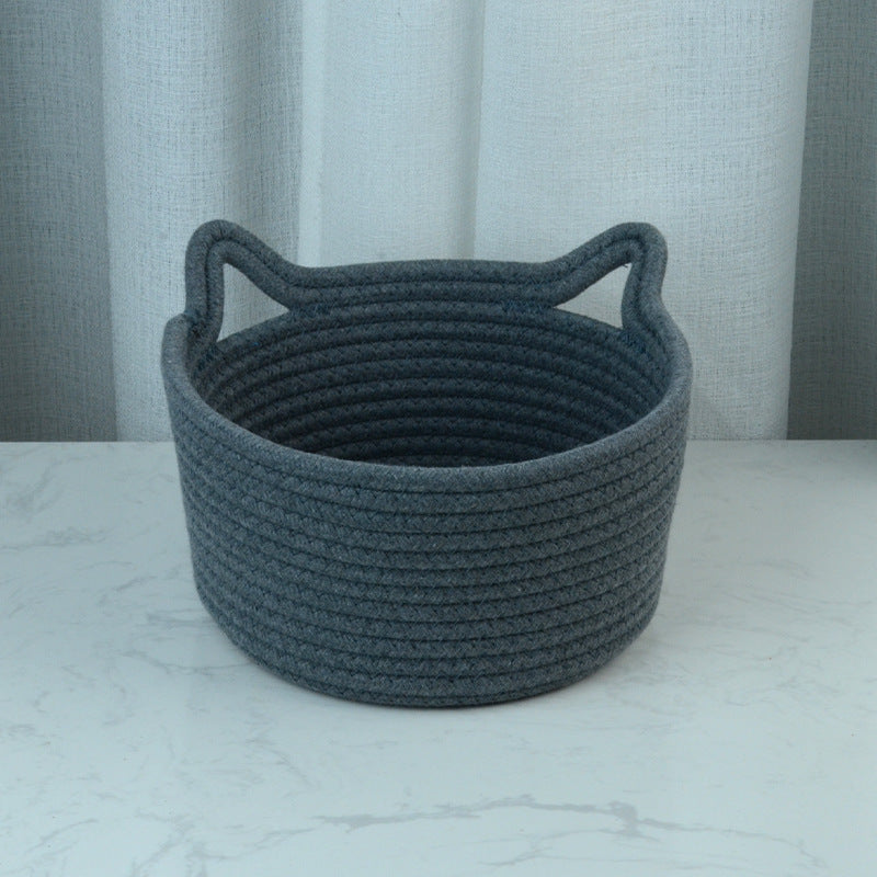 Cat's Ears Desktop Storage Basket Hand Woven Cartoon 383c2076 0899 4132 9d9a 8aab03da5184