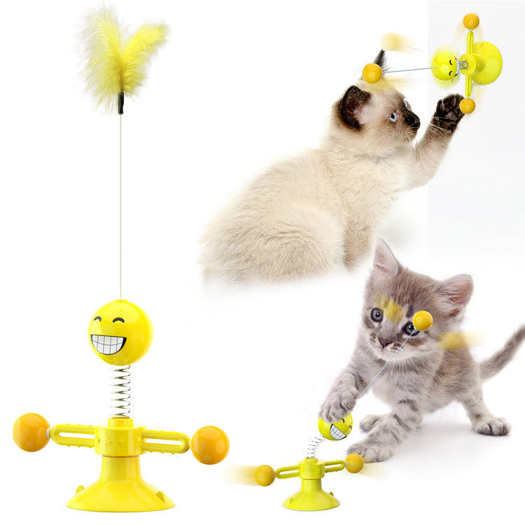 Cat Rotating Windmill Multi-Function Toys Itch Scratching Device Teeth Shining Toy 3874307951051