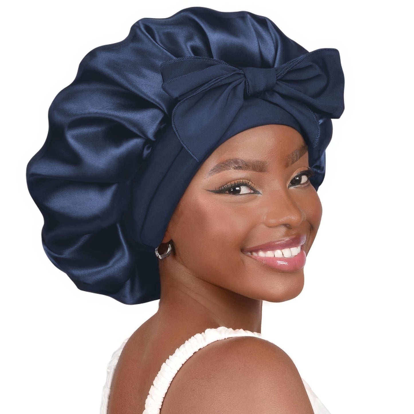 Double-layer Ribbon Round Cap Bow Hair Care Wide-brimmed Hat 39d47ad8 8422 4b5e 8e28 03b8a64f2418