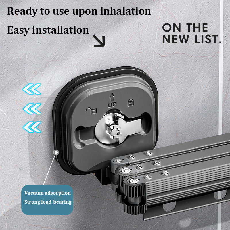 Suction Cup Folding Clothes Hanger Indoor Home Balcony Aluminum Retractable Drying Rack No Punching Folding Clothes Hanger 3a