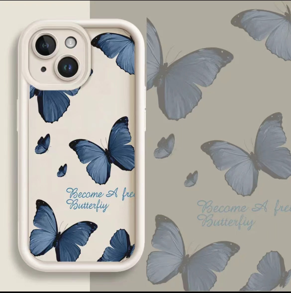 Blue Butterfly Printed Edging Drop-resistant Phone Case 3ae9fea9 4a66 46c7 af57 4b445c46a711