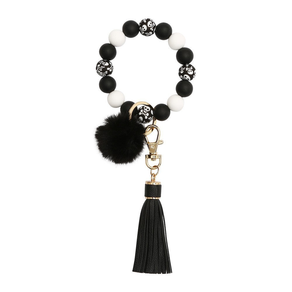 Silicone Wrist Keychain Handmade Beaded Leather Tassel Bracelet 3bde2365 a38c 4847 a38d eae2ad1e681f