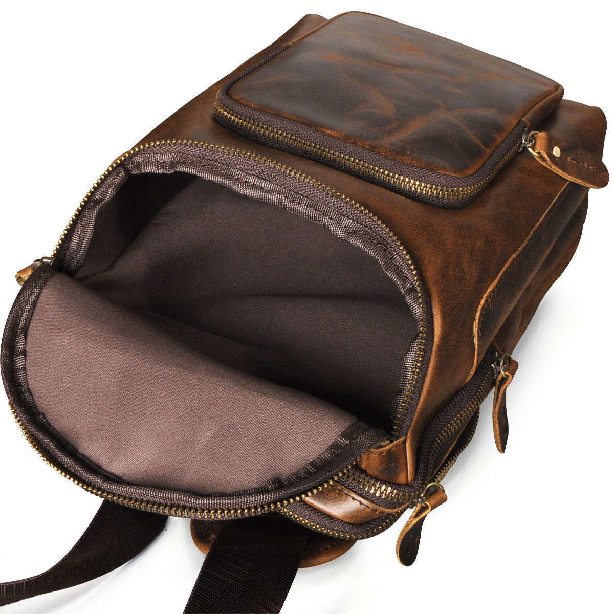 Top Layer Crazy Horse Skin Cowhide Men's Retro Chest Bag 3cb34312 c759 4d80 8b2e 064defddb624