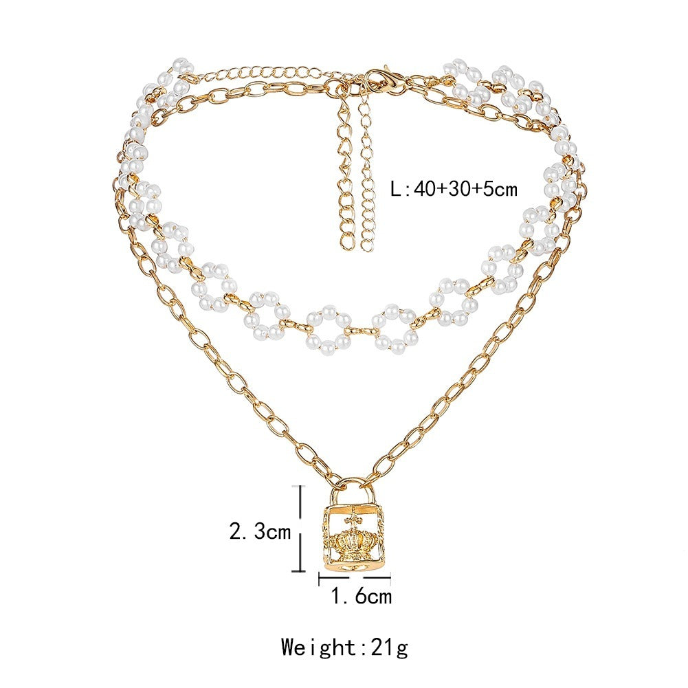 Vintage Embossed Lock Pendant Pearl Necklace 3d41bcf3 4699 4543 86e6 9c6c5857e6e7