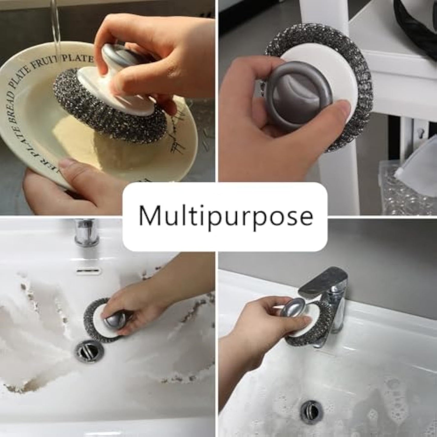 Stainless Steel Wool Scrubber, Scrubbing Scouring Pad, Steel Wool Scrubber For Kitchens, Bathroom And Kitchen Pots, Pans, Sin