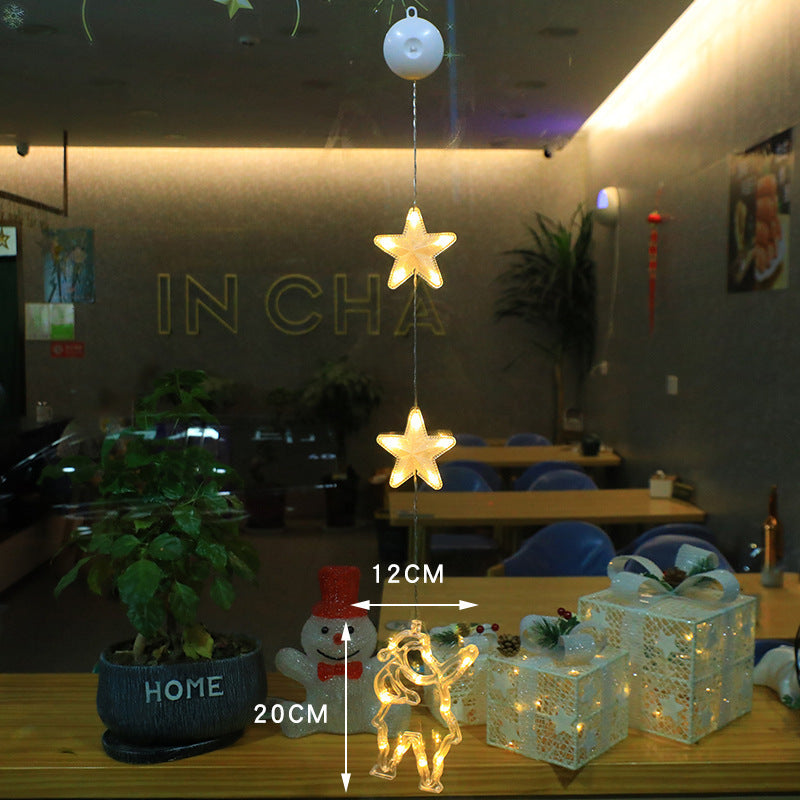 Christmas 3pcs LED Light Star Xmas Tree Hanging Sucker Lamp Window Ornaments Decoration For Home Xmas Navidad New Year Decor