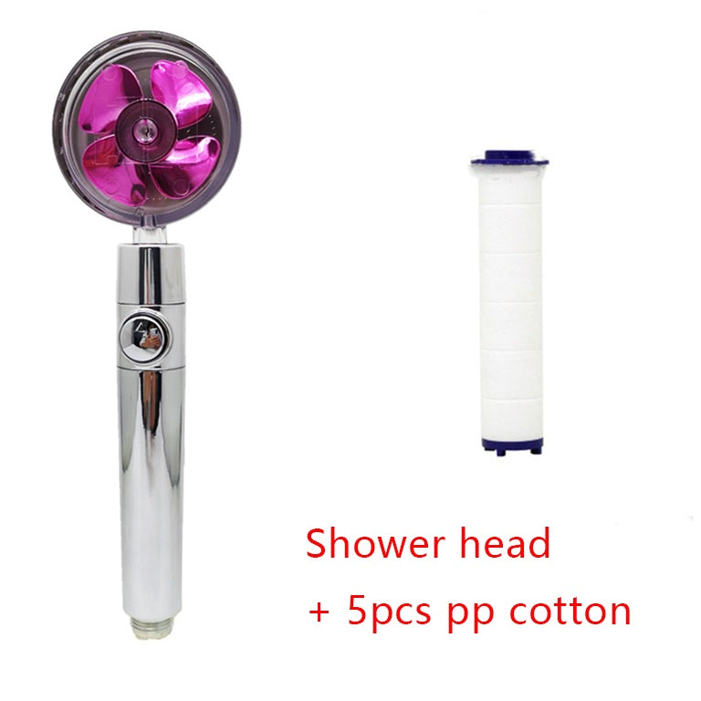 Shower Head Water Saving Flow 360 Degrees Rotating With Small Fan ABS Rain High Pressure Spray Nozzle Bathroom Accessories 3e