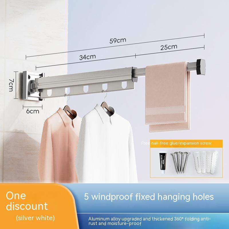 Suction Cup Folding Clothes Hanger Indoor Home Balcony Aluminum Retractable Drying Rack No Punching Folding Clothes Hanger 3f