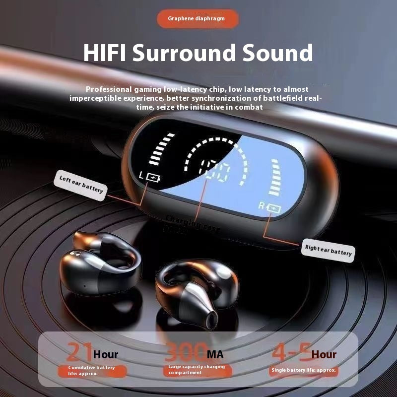 Ear Clip Bone Conduction Headphone Bluetooth-compatible 5.2 HIFI Wireless Earphone Touch Handsfree Sports Noise Cancelling He
