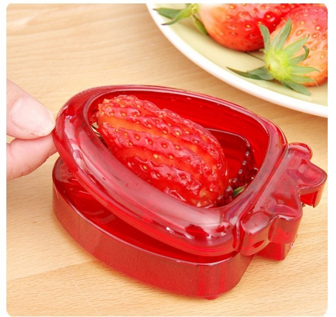 Red Strawberry Slicer Plastic Fruit Carving Tools Salad Cutter Berry Strawberry Cake Decoration Cutter Kitchen Gadgets 401954