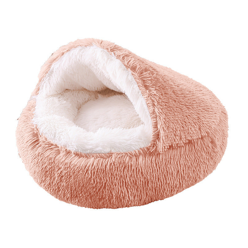 Deep Sleep Half-pack Semi-enclosed Dual-use Plush Round Pet Bed 4020af67 11af 48bc b12f 773aa218a3c8