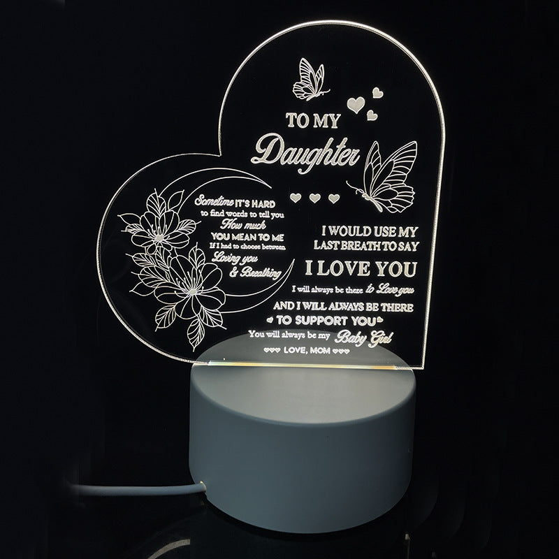 Creative 3D Night Heart Shaped Blessing Language USB Small Table Lamp 40823e58 2a23 458e 9174 772ee7bce174