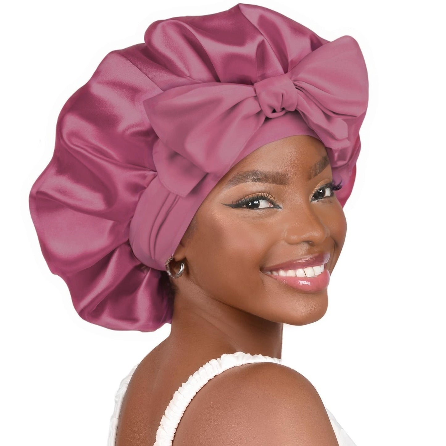 Double-layer Ribbon Round Cap Bow Hair Care Wide-brimmed Hat 40d73ed6 3937 47a0 93f3 63a16475bcf0