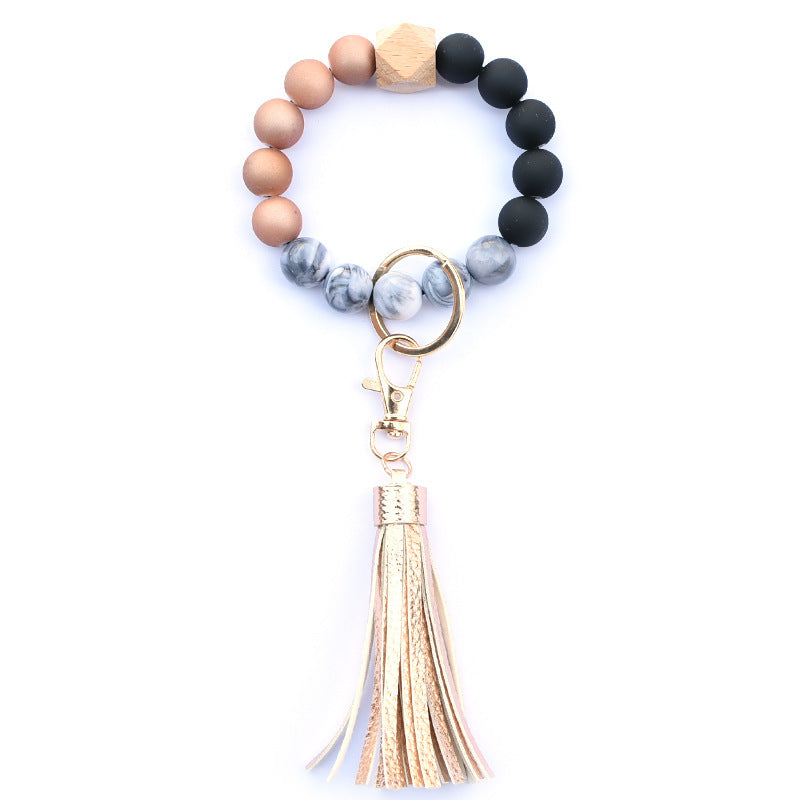 Creative Wooden Bead Bracelet Keychain 40ddc1b5 e5c9 43e7 a220 329907008696