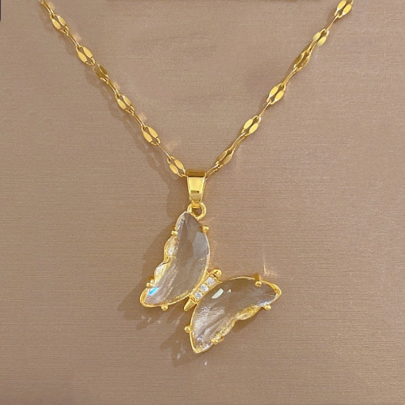 European And American Ins Crystal Zircon Butterfly Pendant Necklace 40f2bd89 6570 4fec 84a0 632282f3d167 879afa93 073c 4512 a