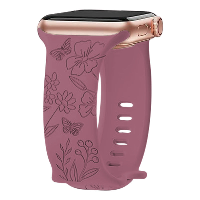 New Laser Carving Embossed Brocade Flower Butterfly Clasp Silicone Strap 40f90074 3bba 423c 8af0 ba18f969498f