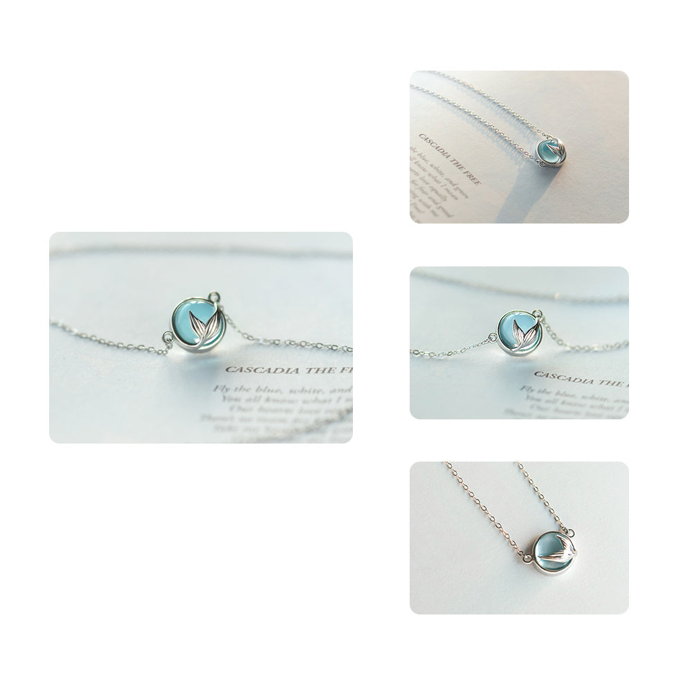 Mermaid bubble 925 silver necklace female net red ins pendant to send girlfriend temperament clavicle necklace 4109685227595