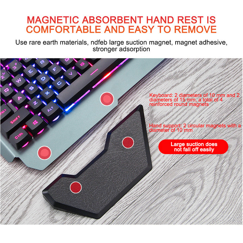 ErgonomicWired Gaming Keyboard with RGB Backlight Phone Holder 415668750756