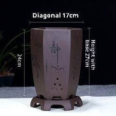 Fine Zisha Flowerpot Hand-carved Hexagonal 415d8c94 51f6 48e6 b8a0 bc448700829c fine