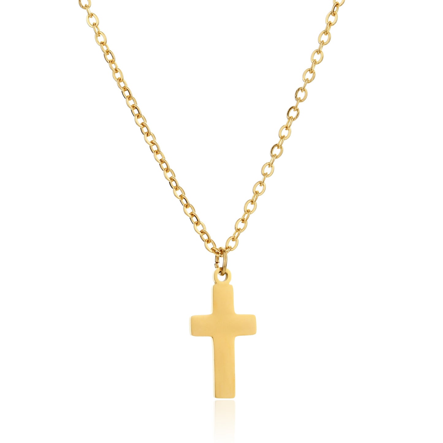 18K Plated Collarbone Chain With Stainless Steel Cross Necklace - HD Wireless Product #6