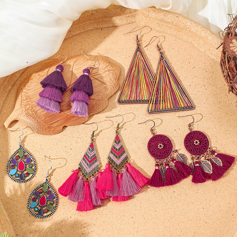 Vintage Bohemian Style Hand-woven Tassel Earrings 41828021 179d 4c39 8323 c389923b7070